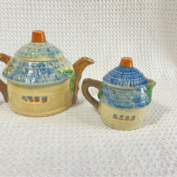 Vintage Cottage Tea Set W/ Tea Pot Creamer Sugar Bowl Loose Leaf Tea Japan Made - Picture 7 of 11